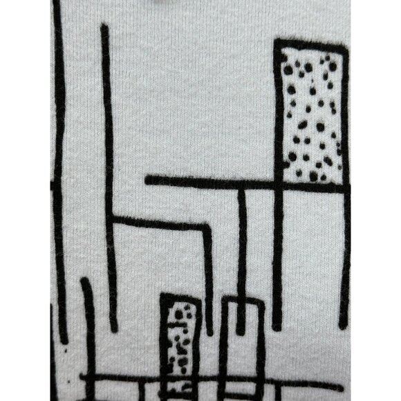 K.D. Spring White 3/4 Sleeve Top  Abstract Black Geometric Design V-Neck  Large - Picture 6 of 16